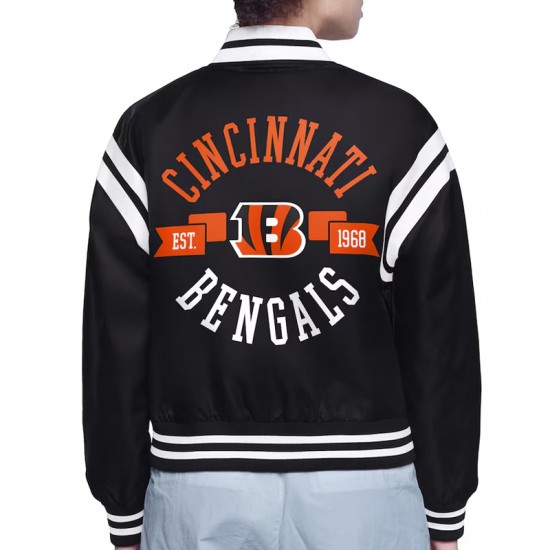Cincinnati Bengals Printed Logo Varsity Satin Jacket Cincinnati Bengals Printed Logo Varsity Satin Jacket