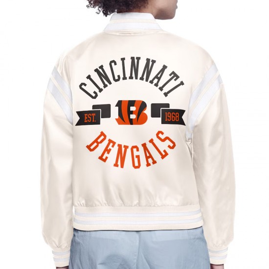 Cincinnati Bengals Printed Logo Varsity Satin Jacket Cincinnati Bengals Printed Logo Varsity Satin Jacket