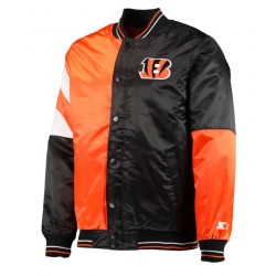Cincinnati Bengals Starter Satin Black and Orange Jacket