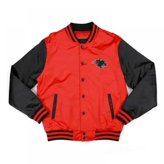 Clark Atlanta Red and Black Baseball Jacket Clark Atlanta Red and Black Baseball Jacket