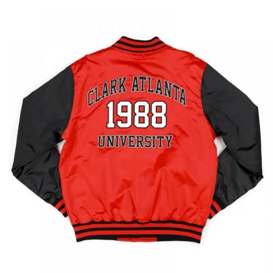 Clark Atlanta Red and Black Baseball Jacket Clark Atlanta Red and Black Baseball Jacket