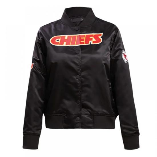 Classic Kansas City Chiefs Black Satin Jacket Classic Kansas City Chiefs Black Satin Jacket