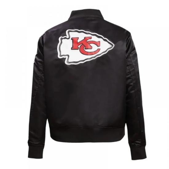Classic Kansas City Chiefs Black Satin Jacket Classic Kansas City Chiefs Black Satin Jacket