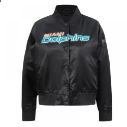 Classic Miami Dolphins Black Satin Jacket