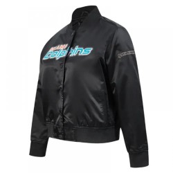 Classic Miami Dolphins Black Satin Jacket