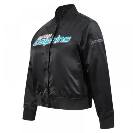 Classic Miami Dolphins Black Satin Jacket Classic Miami Dolphins Black Satin Jacket