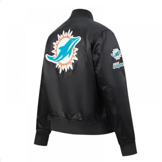 Classic Miami Dolphins Black Satin Jacket Classic Miami Dolphins Black Satin Jacket