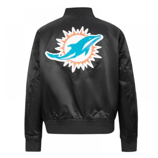 Classic Miami Dolphins Black Satin Jacket Classic Miami Dolphins Black Satin Jacket