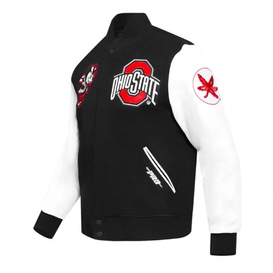 Classic Ohio State University Black and White Wool Varsity Jacket Classic Ohio State University Black and White Wool Varsity Jacket