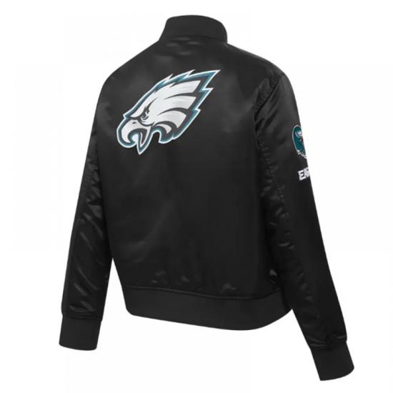 Classic Philadelphia Eagles Black Satin Jacket