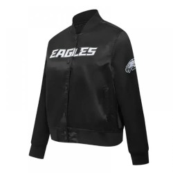 Classic Philadelphia Eagles Black Satin Jacket