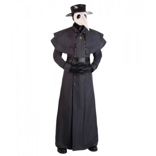 Classic Plague Doctor Halloween Black Wool Coat Classic Plague Doctor Halloween Black Wool Coat