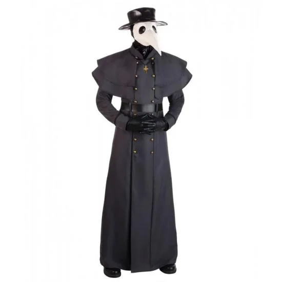 Classic Plague Doctor Halloween Black Wool Coat Classic Plague Doctor Halloween Black Wool Coat