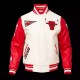Classic Retro Chicago Bulls White and Red Varsity Jacket Classic Retro Chicago Bulls White and Red Varsity Jacket