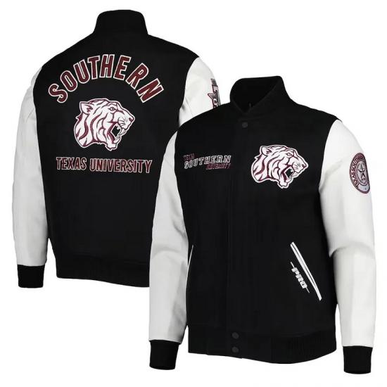 Classic Texas Southern Tigers Black and White Varsity Jacket Classic Texas Southern Tigers Black and White Varsity Jacket