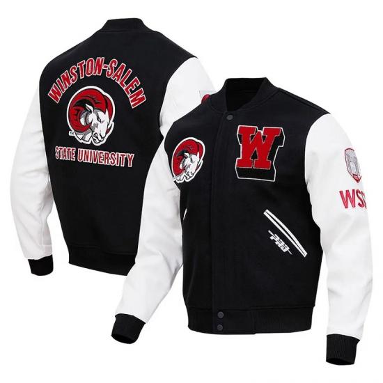 Classic Winston-Salem State Black and White Varsity Jacket Classic Winston-Salem State Black and White Varsity Jacket