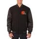 Cleveland Browns Black Varsity Wool/Leather Jacket Cleveland Browns Black Varsity Wool/Leather Jacket