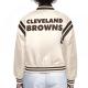 Cleveland Browns Full Count Full-Snap Satin Cream Jacket