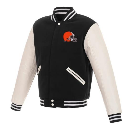 Cleveland Browns Two-Tone Varsity Wool/Leather Jacket Cleveland Browns Two-Tone Varsity Wool/Leather Jacket