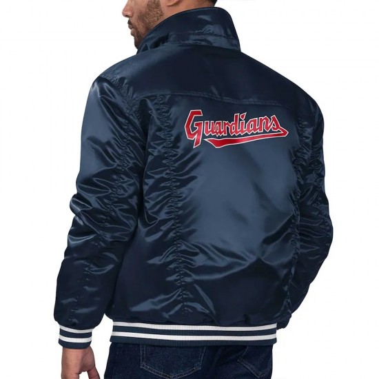 Cleveland Guardians Navy Silver Tab Trucker Jacket