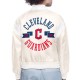 Cleveland Guardians Printed Logo Varsity Satin Jacket Cleveland Guardians Printed Logo Varsity Satin Jacket