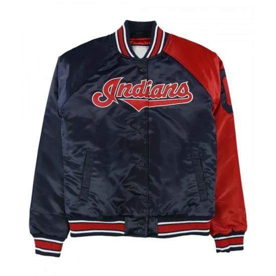 Cleveland Indians Navy and Red Varsity Satin Jacket Cleveland Indians Navy and Red Varsity Satin Jacket