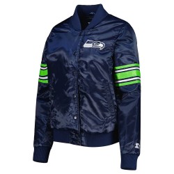 College Navy Seattle Seahawks Line Up Varsity Satin Jacket