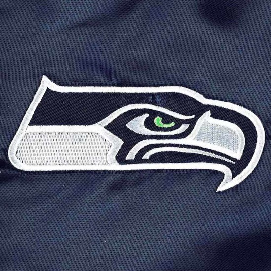 College Navy Seattle Seahawks Line Up Varsity Satin Jacket