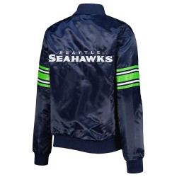 College Navy Seattle Seahawks Line Up Varsity Satin Jacket