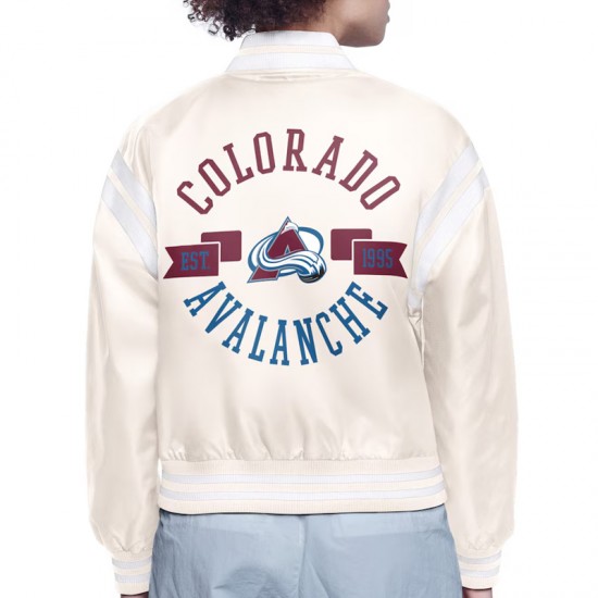 Colorado Avalanche Printed Logo Varsity Satin Jacket Colorado Avalanche Printed Logo Varsity Satin Jacket
