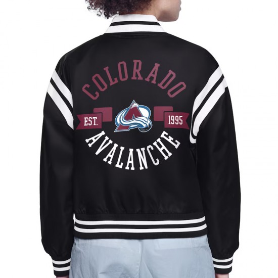 Colorado Avalanche Printed Logo Varsity Satin Jacket Colorado Avalanche Printed Logo Varsity Satin Jacket