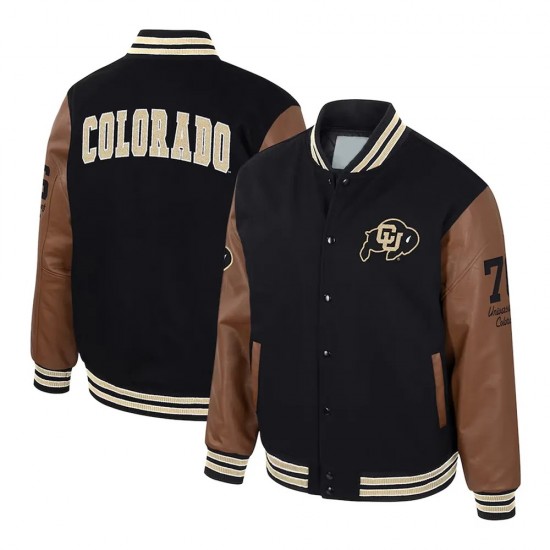 Colorado Buffaloes Black and Brown Letterman Jacket