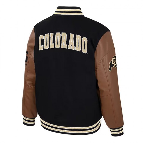 Colorado Buffaloes Black and Brown Letterman Jacket