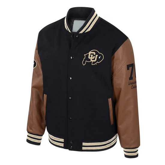 Colorado Buffaloes Black and Brown Letterman Jacket