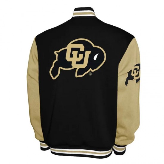 Colorado Buffaloes Fleece Black and Beige Varsity Jacket