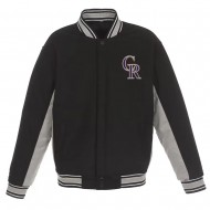Colorado Rockies Accent Gray and Black Varsity Wool Jacket