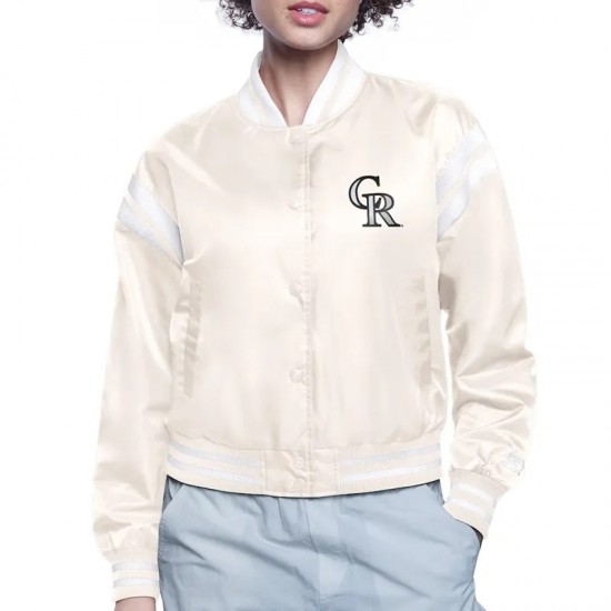 Colorado Rockies Printed Logo Varsity Satin Jacket Colorado Rockies Printed Logo Varsity Satin Jacket