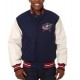 Columbus Blue Jackets White and Navy Blue Varsity Jacket Columbus Blue Jackets White and Navy Blue Varsity Jacket