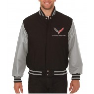 Corvette Embroidered Bomber Varsity Black and Grey Jacket