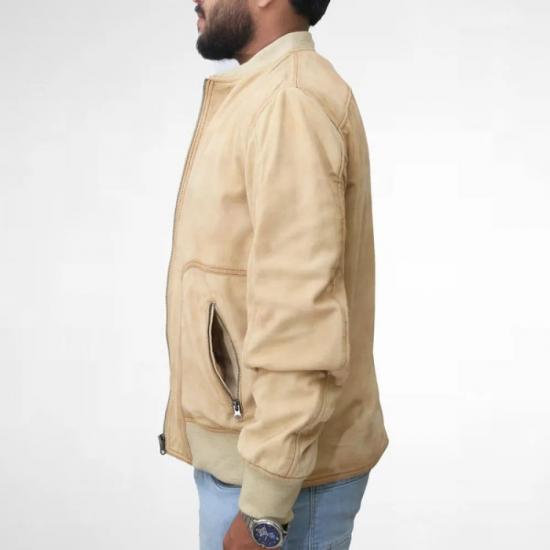 Cream Color Bomber Jacket