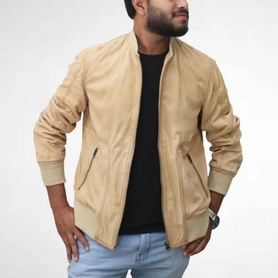 Cream Color Bomber Jacket