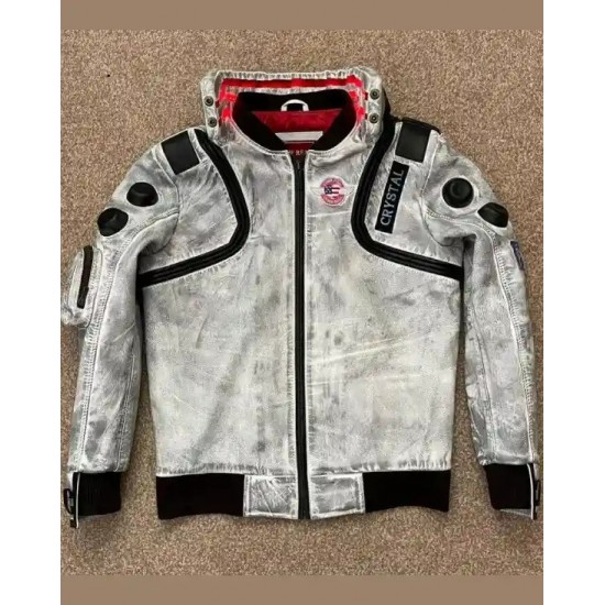 Cyberpunk 2077 Wax White Leather Jacket Cyberpunk 2077 Wax White Leather Jacket