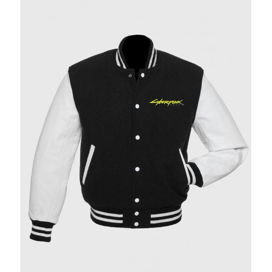 Cyberpunk Black Wool Varsity Jacket Cyberpunk Black Wool Varsity Jacket