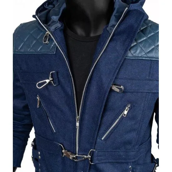 DMC Devil May Cry 5 Nero Blue Trench Hooded Coat Jacket DMC Devil May Cry 5 Nero Blue Trench Hooded Coat Jacket