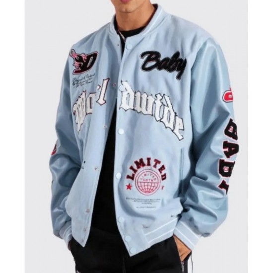 DaBaby Sky Blue Varsity Jacket DaBaby Sky Blue Varsity Jacket