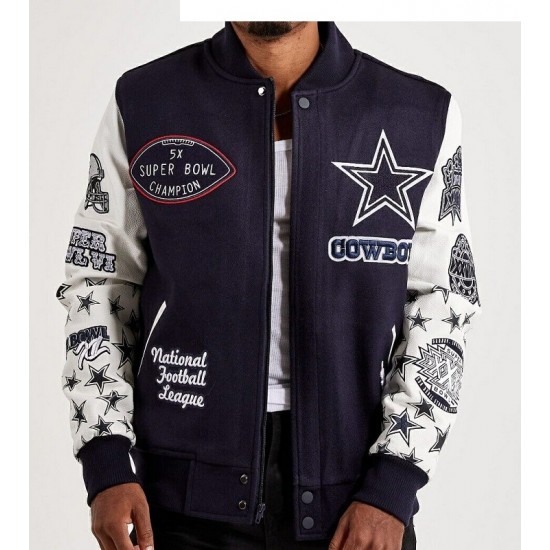 Dallas Cowboys 5X Super Bowl Champions Mash Up Varsity Jacket