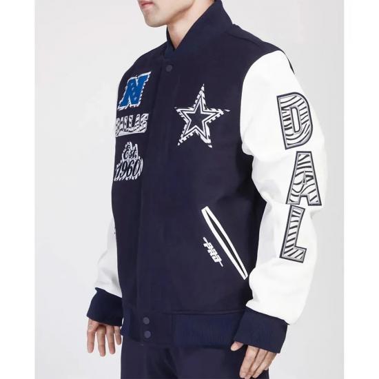 Dallas Cowboys Animal Patches Navy Varsity Jacket