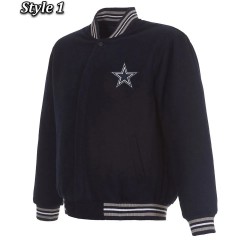 Dallas Cowboys Bomber Navy Blue Wool Jacket