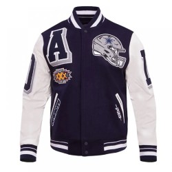 Dallas Cowboys Mashup Rib Varsity Wool and Leather Jacket