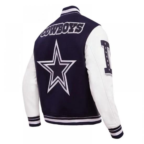 Dallas Cowboys Mashup Rib Varsity Wool and Leather Jacket